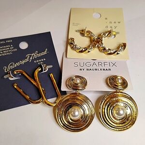 NWT Universal‎ Thread, Sugarfix and A New Day Gold Earring Trio Lot